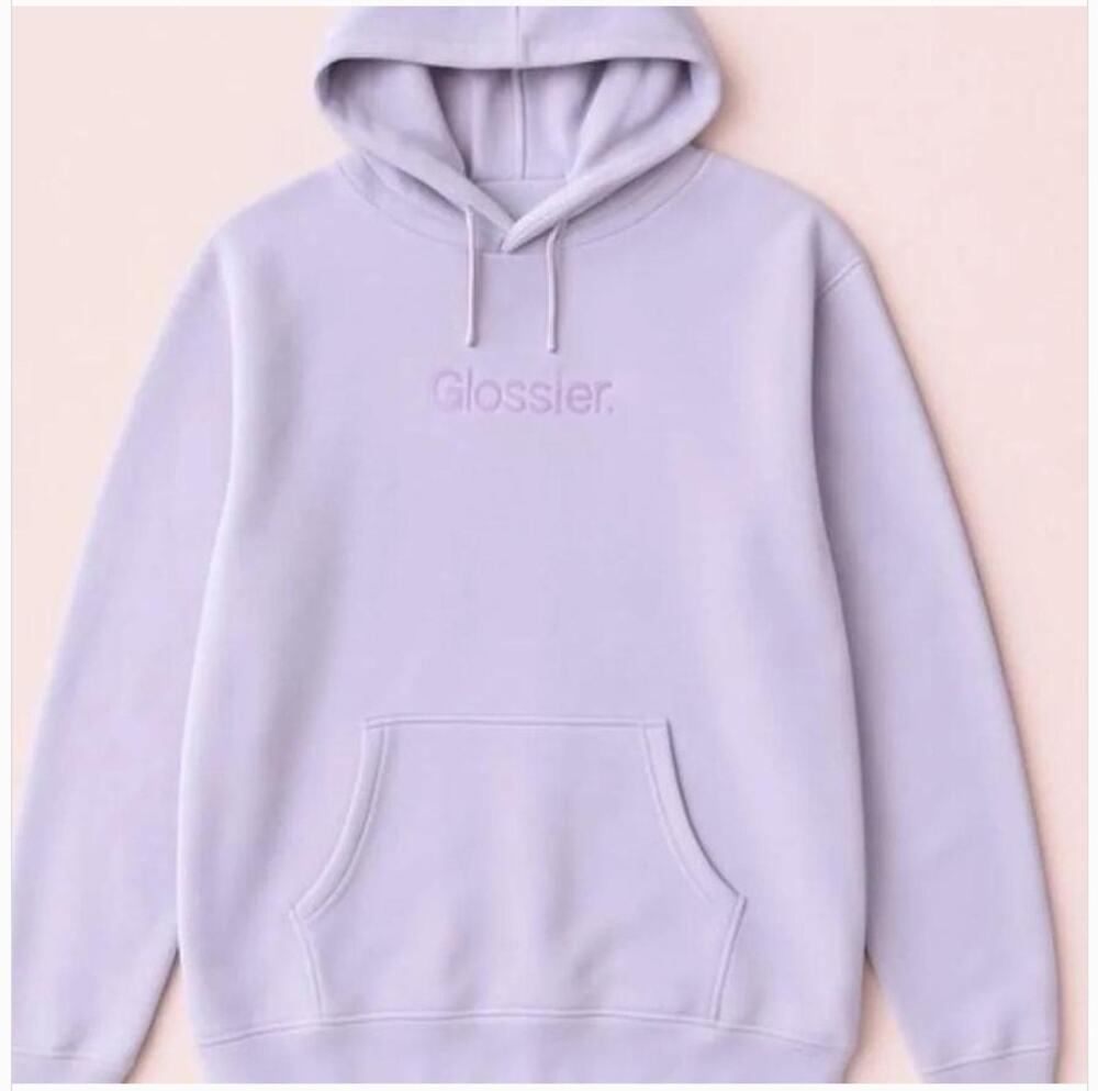 Glossier Light Purple Lavender Hoodie Embroidered Size Small